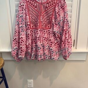 Oliphant Pink Embellished Floral Blouse